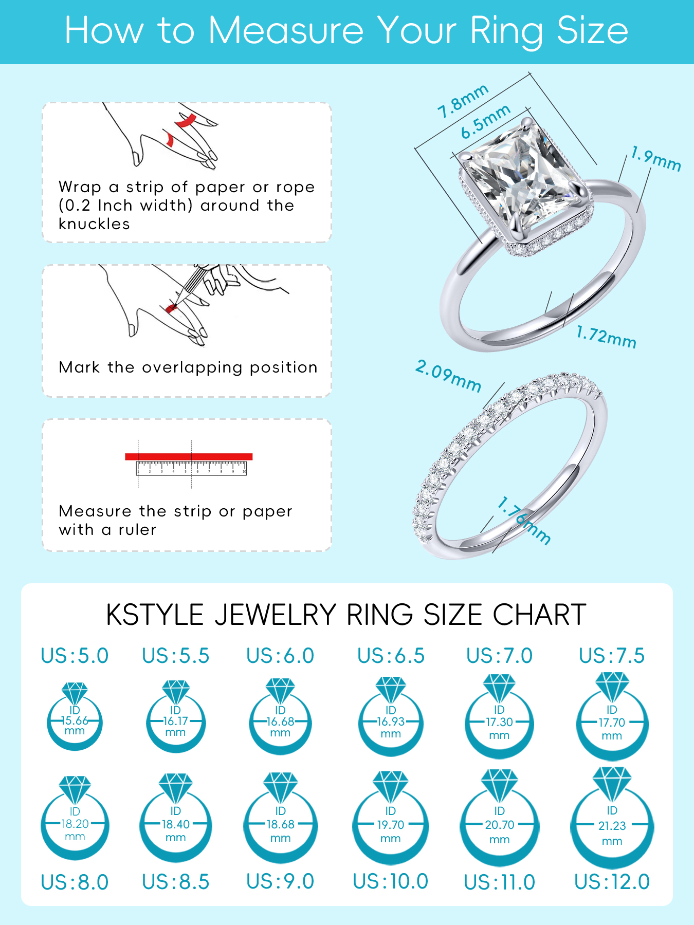 KSTYLE Classic Moissanite Wedding Ring Set for Women 2CT Engagement Ring | D Color-VVS1