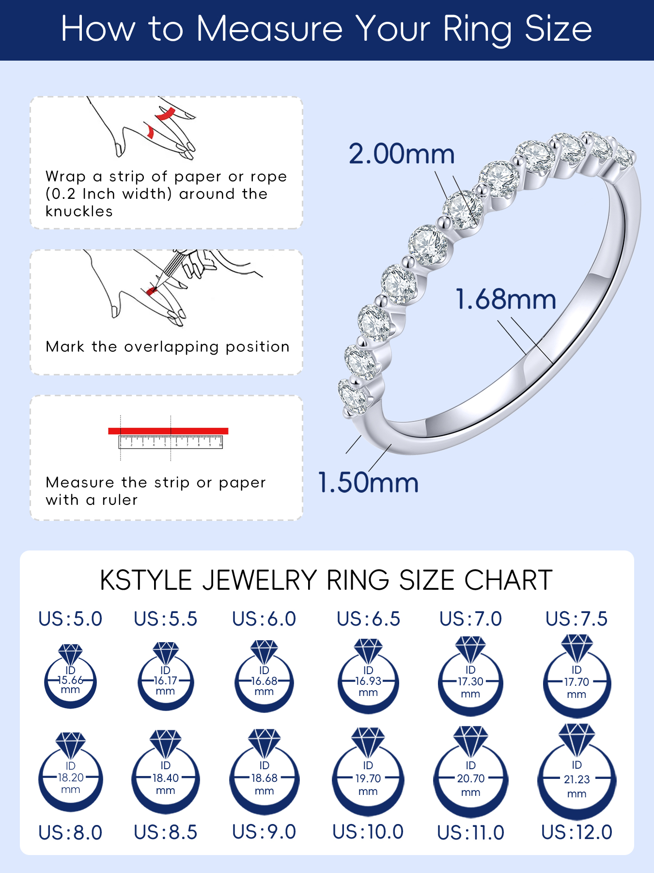 KSTYLE Moissanite Wedding Bands for Women Eternity Band Ring, D Color VVS1 Clarity Sterling Silver Rings 