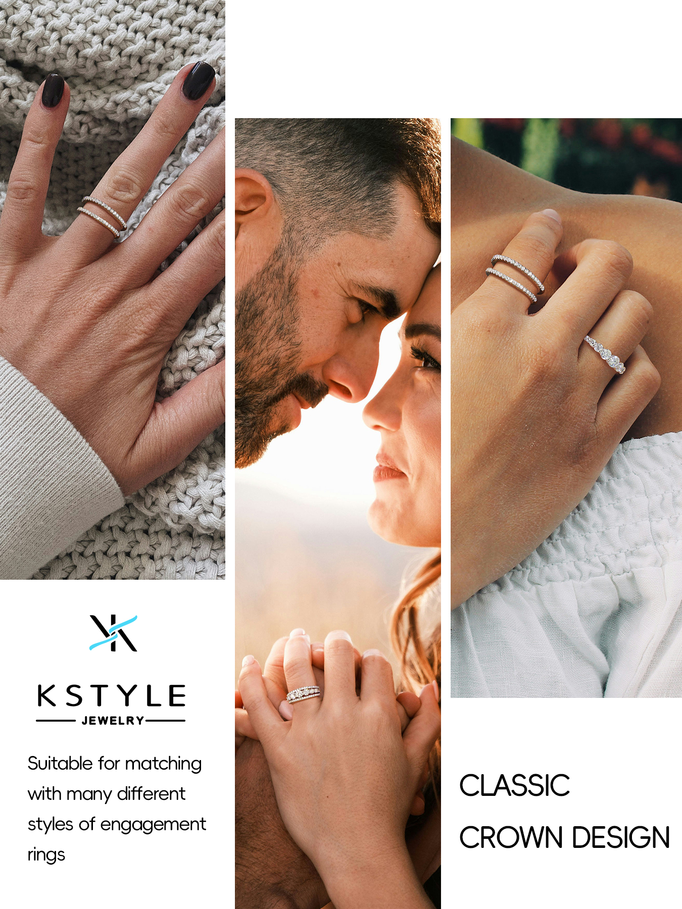 KSTYLE Moissanite Ring Enhancer Wedding Bands for Women Ring Guard for Engagement Rings,7.6mm