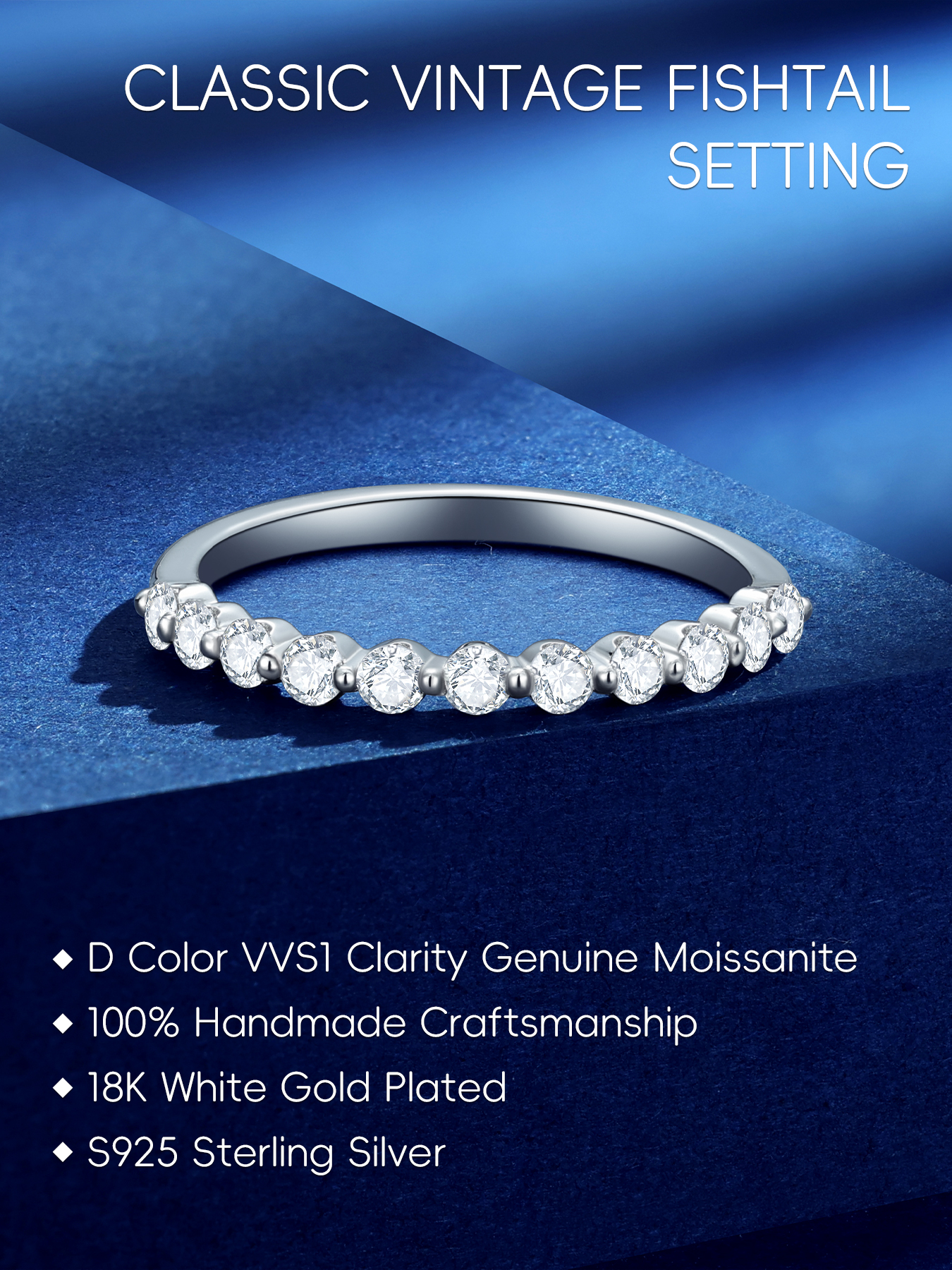 KSTYLE Moissanite Wedding Bands for Women Eternity Band Ring, D Color VVS1 Clarity Sterling Silver Rings 