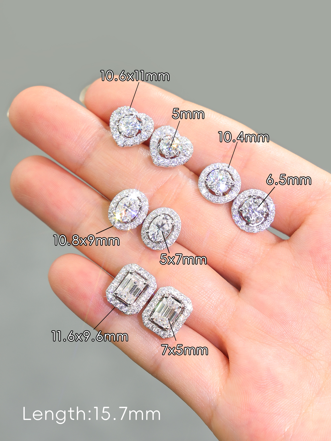 2 IN 1 Moissanite Stud Earrings Hypoallergenic Stud Earring D Color VVS1,Kstyle