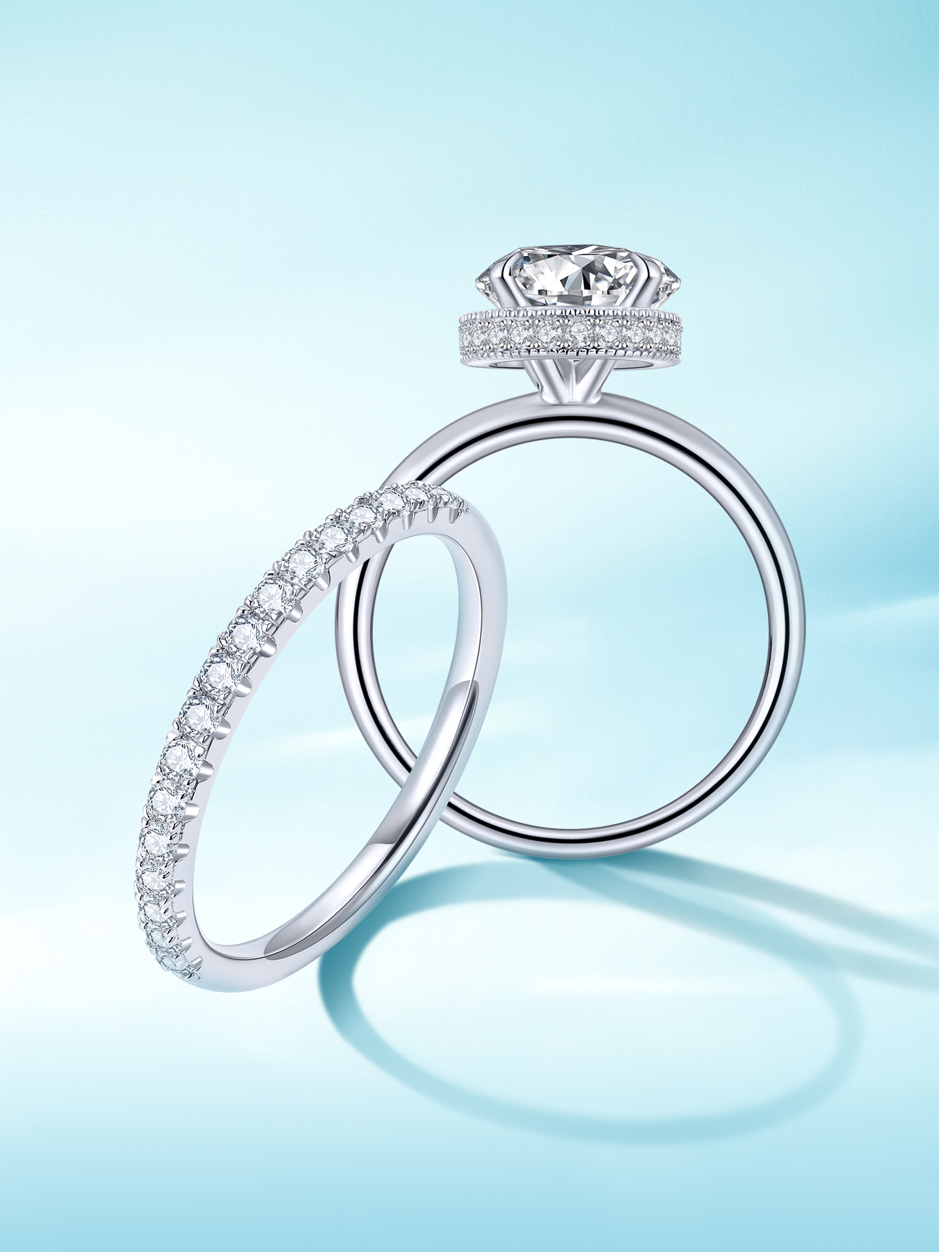 KSTYLE 2CT Engagement Rings Moissanite Wedding Ring Sets for Women | D Color-VVS1 Clarity 