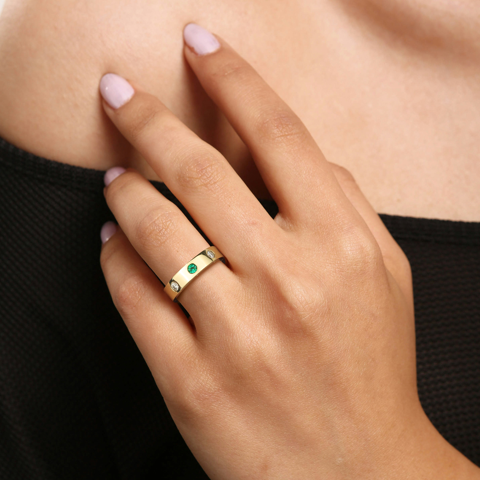 Dainty Stackable Rings for Women Non Tarnish - Moissanite or Lab Grown Emerald Wedding Ring