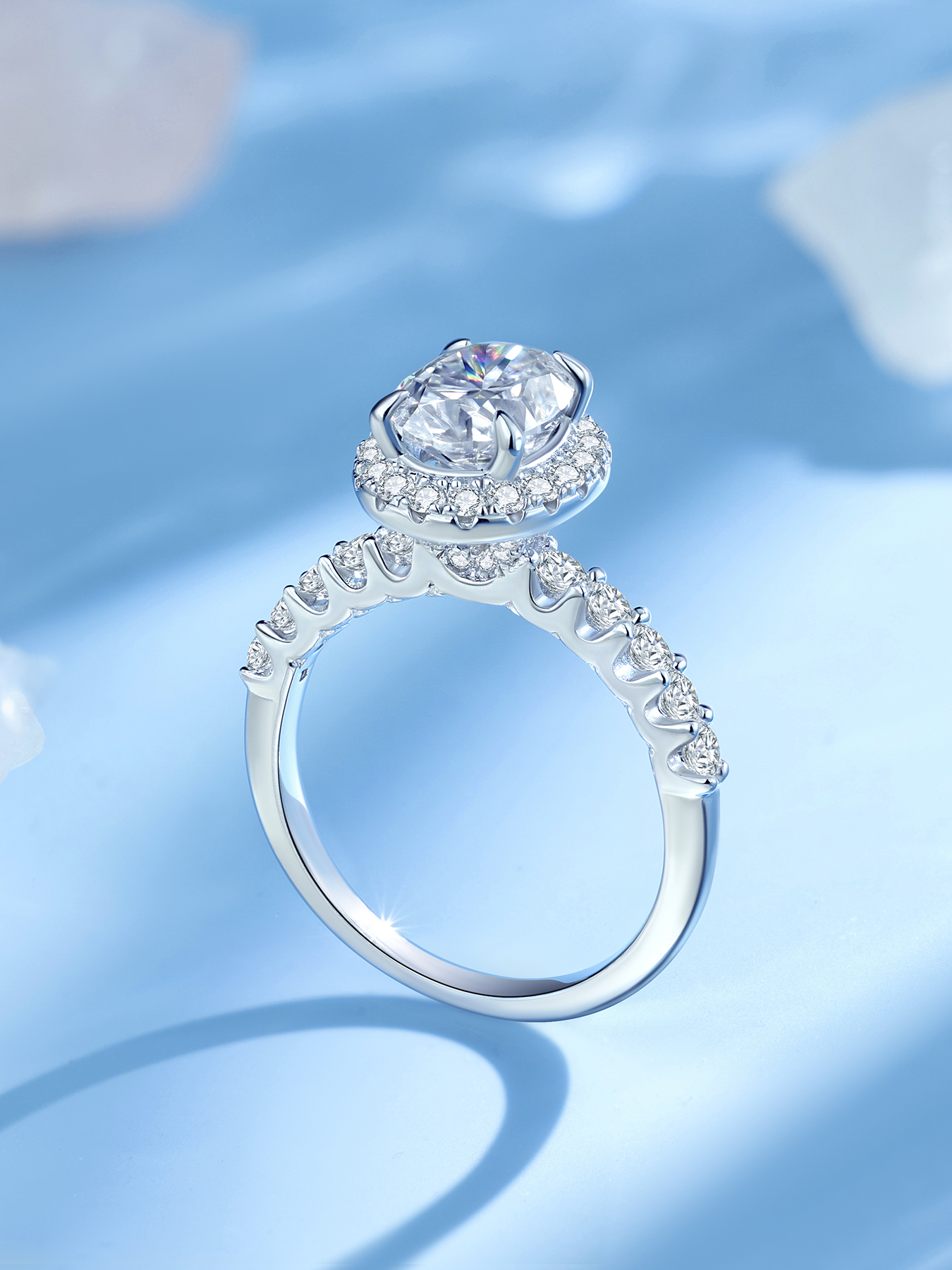 KSTYLE 2CT Moissanite Halo Engagement Rings for Women Oval Cut D Color VVS1 Clarity