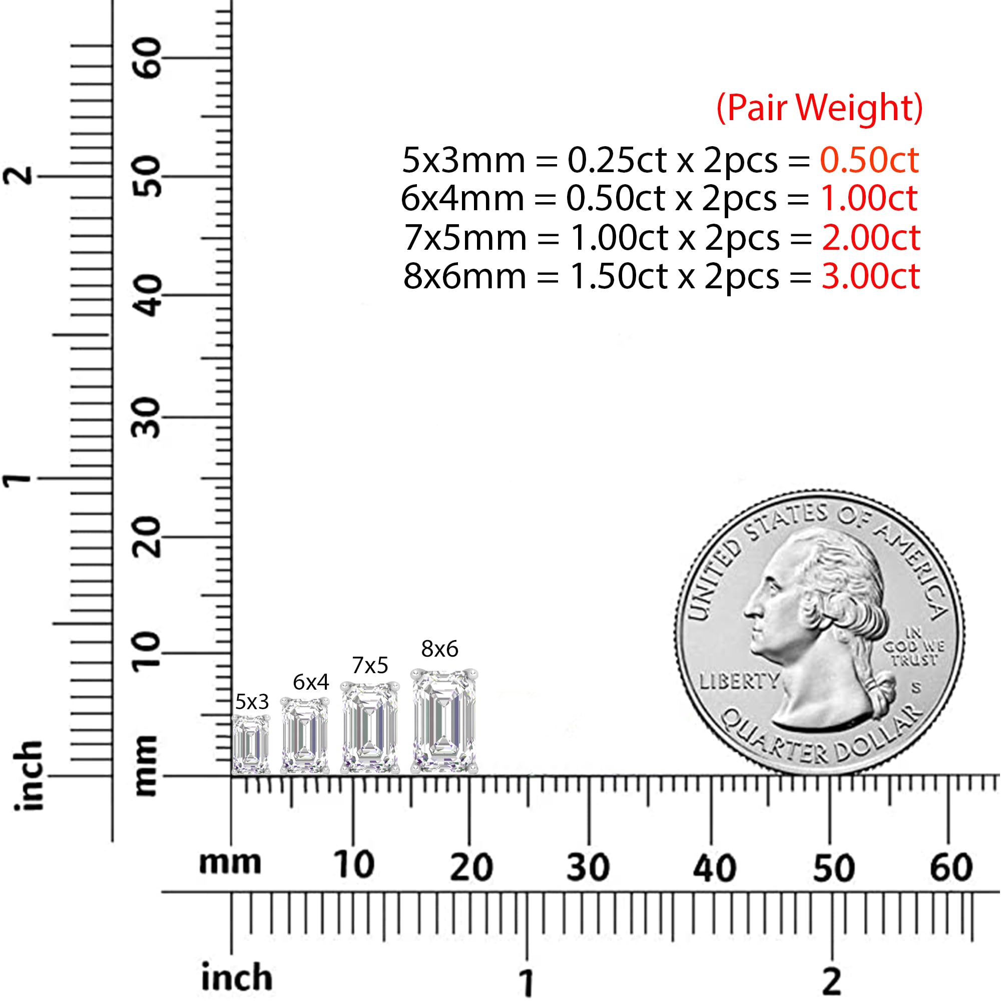 KSTYLE Moissanite Stud Earrings,D Color VVS1 Clarity 2CT Moissanite Ring|18K White Gold Plated Moissanite Ear Stud