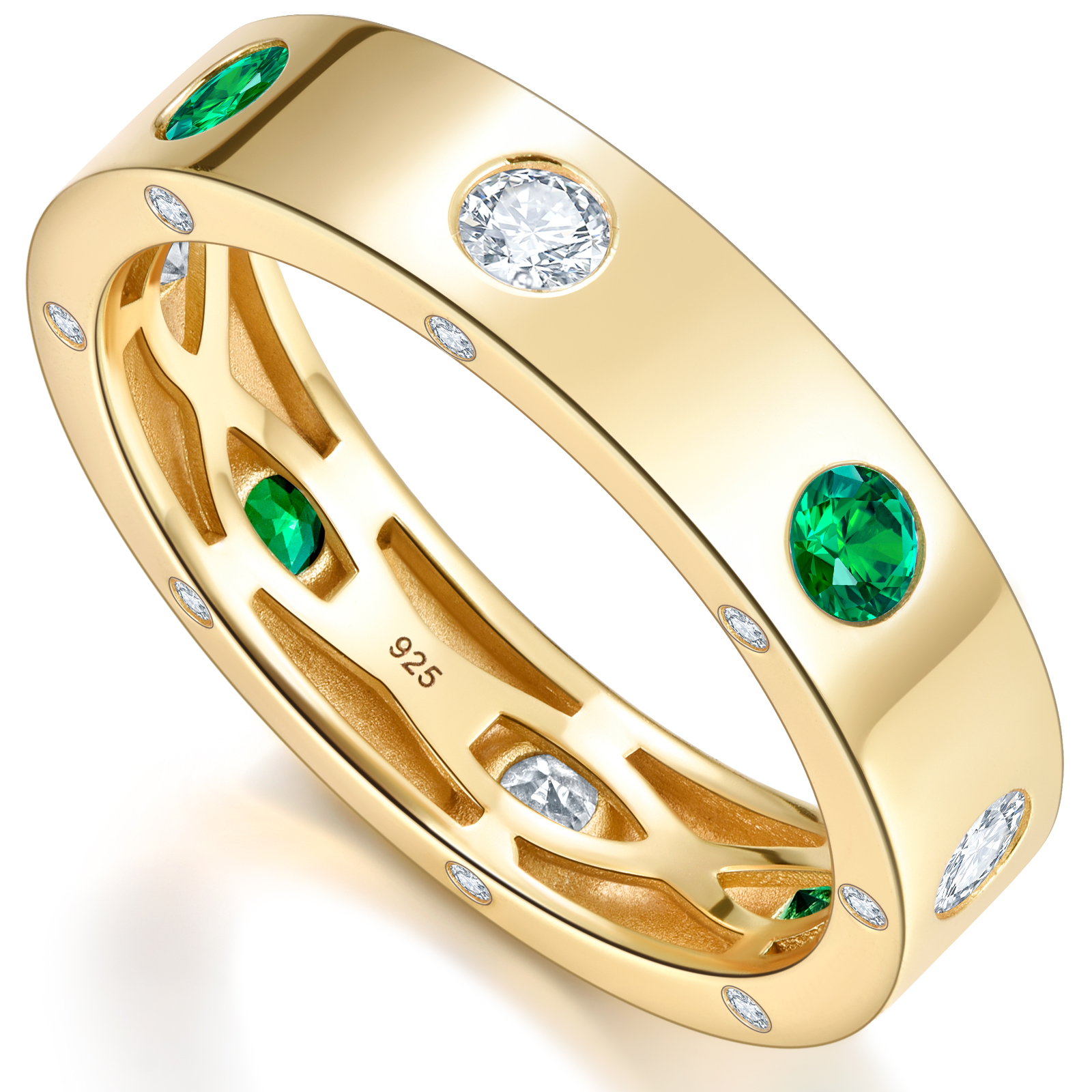 Dainty Stackable Rings for Women Non Tarnish - Moissanite or Lab Grown Emerald Wedding Ring