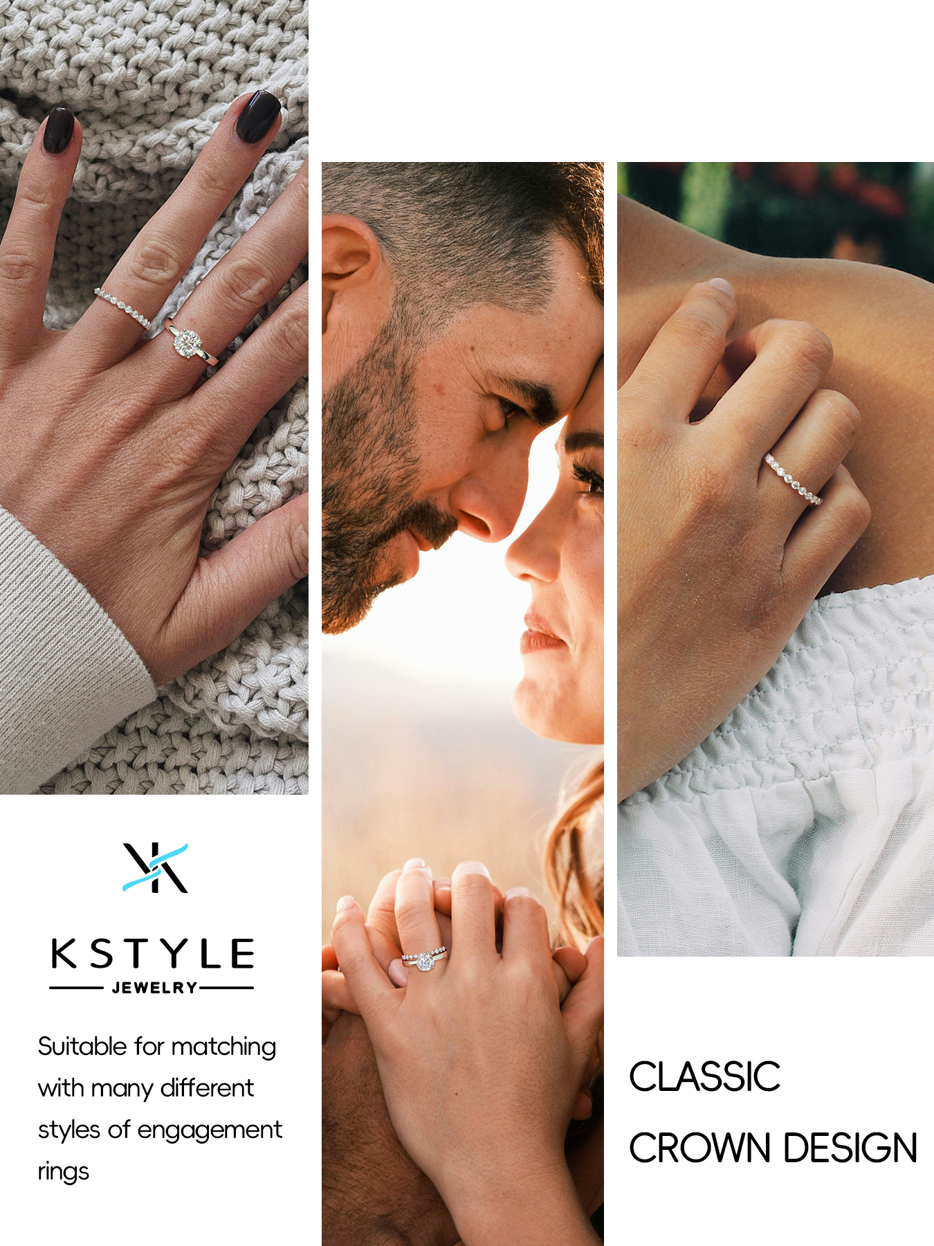 KSTYLE Moissanite Wedding Bands for Women Eternity Band Ring, D Color VVS1 Clarity Sterling Silver Rings 