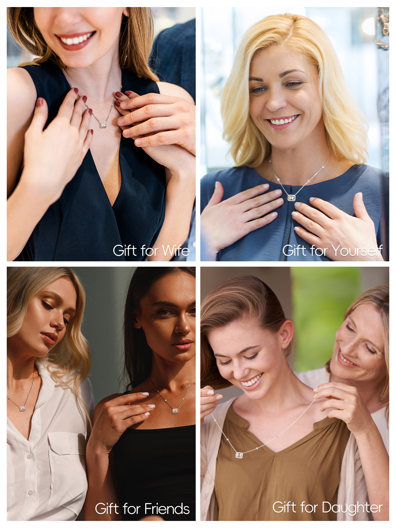 KSTYLE Moissanite Necklace for Women,D Color VVS1 Clarity 925 Sterling Silver Necklace,Emerald Cut Necklace