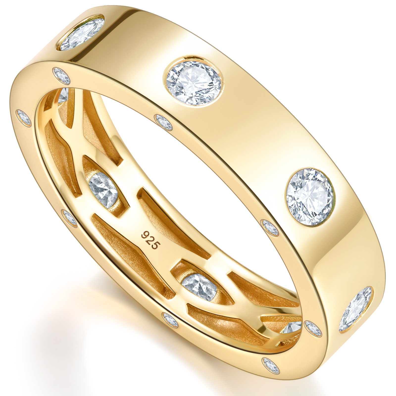 Moissanite Stackable Rings for Women | 925 Sterling Silver 14K Gold Plated Wedding Engagement Promise Non Tarnish Band