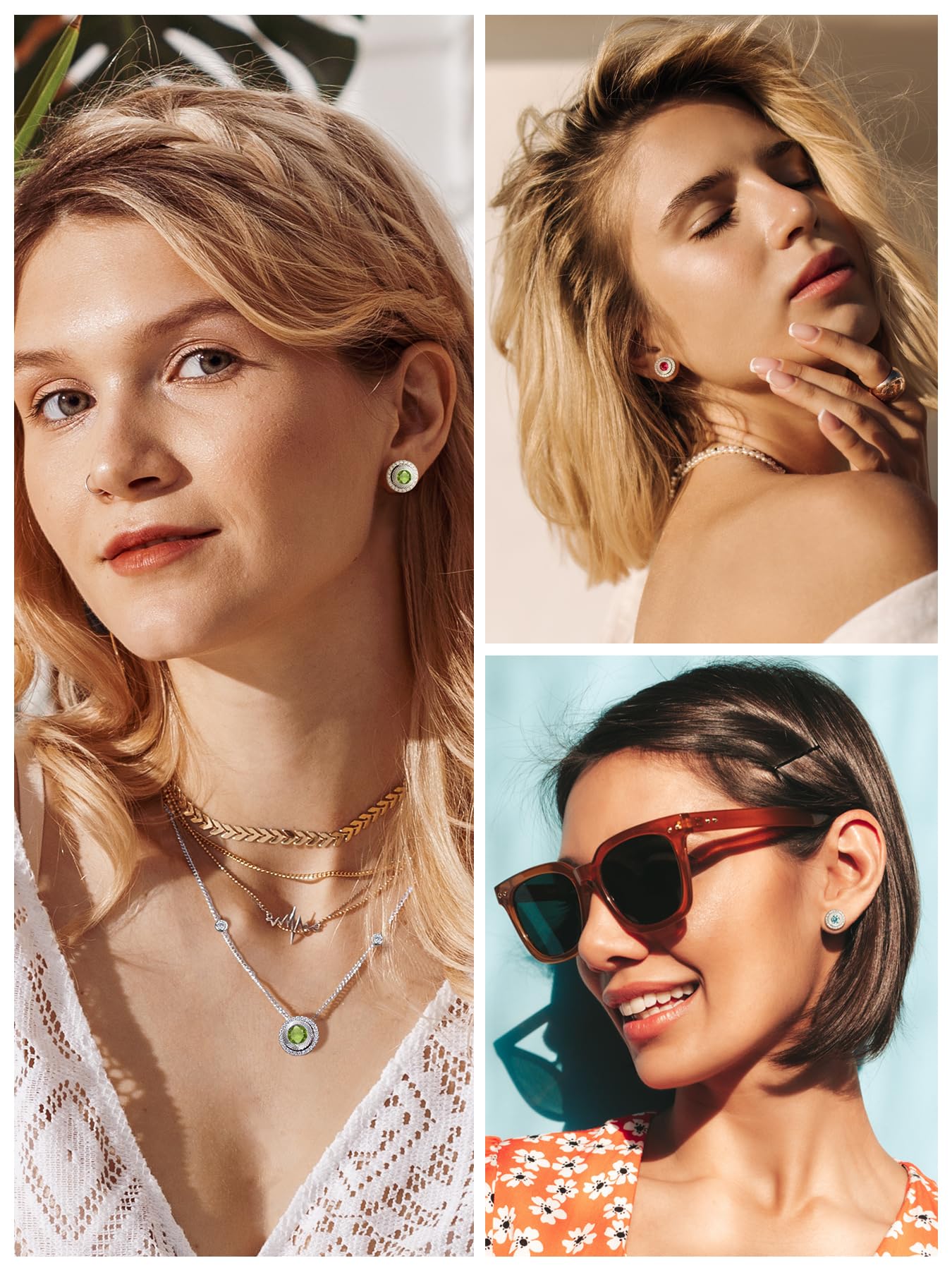 KSTYLE Moissanite Stud Earrings for Women Birthstone Earrings with 12 Birthstones Set