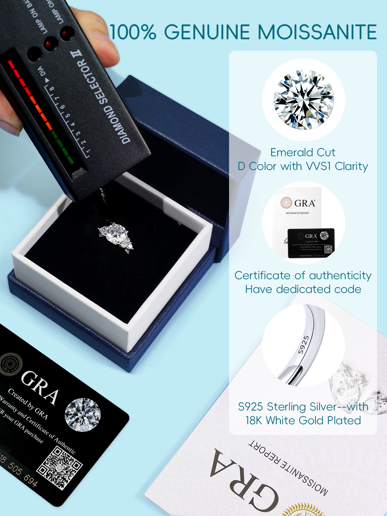 KSTYLE Moissanite Wedding Rings for Women 2CT Solitaire Engagement Rings|【Nature-Inspired Series】