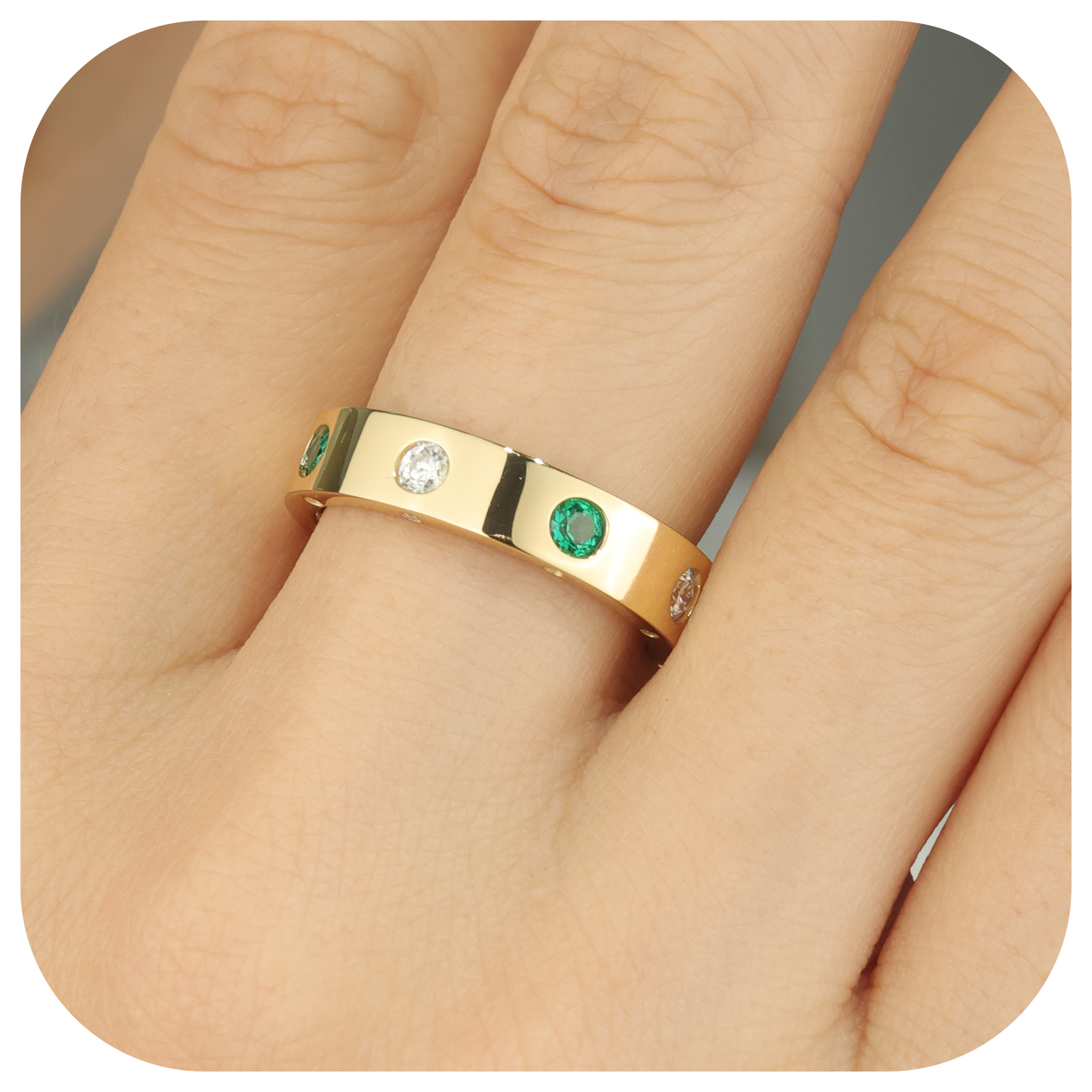 Dainty Stackable Rings for Women Non Tarnish - Moissanite or Lab Grown Emerald Wedding Ring