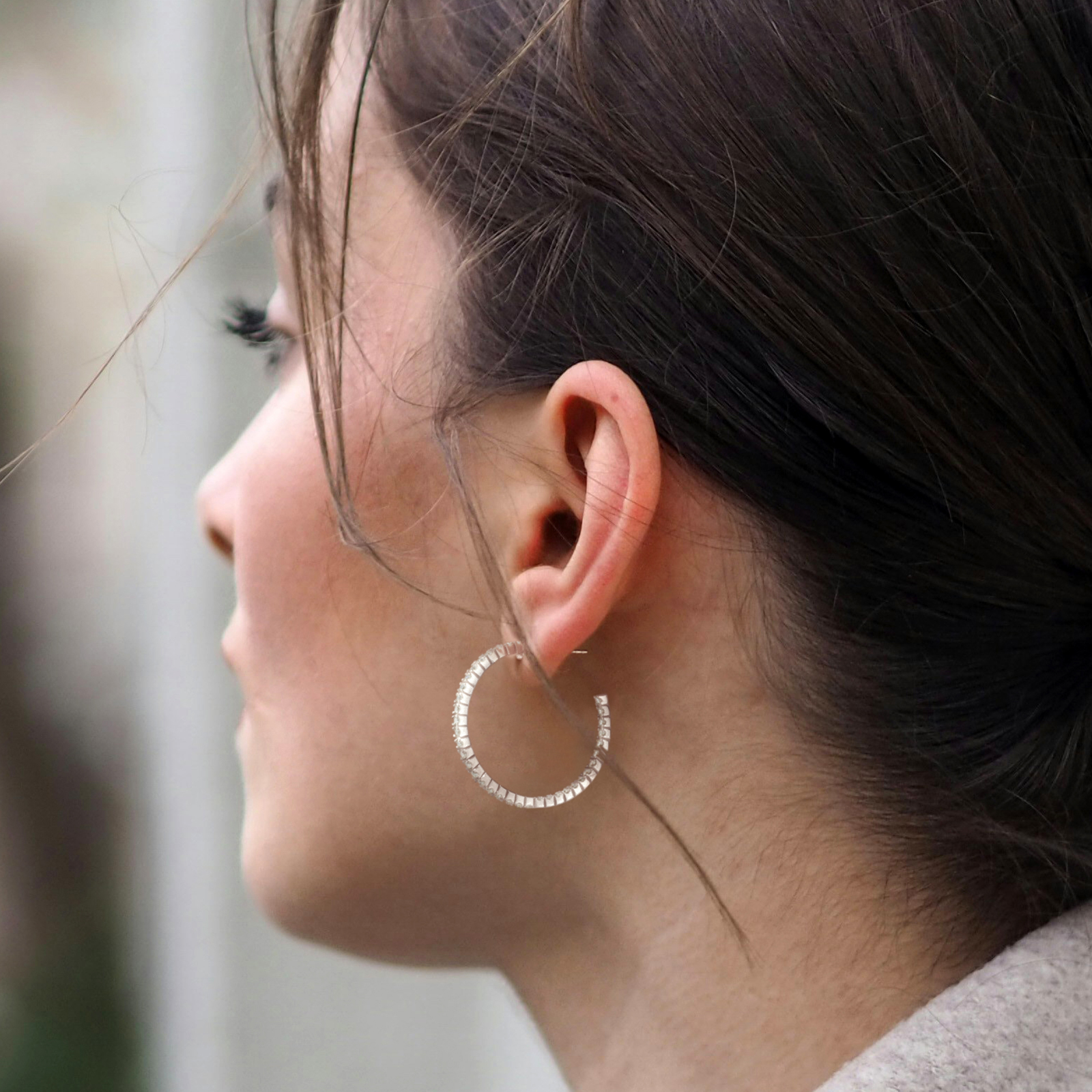 KSTYLE Moissanite Earrings Open Hoop Earrings | D Color-VVS1| 14K Yellow/White Gold Plated 