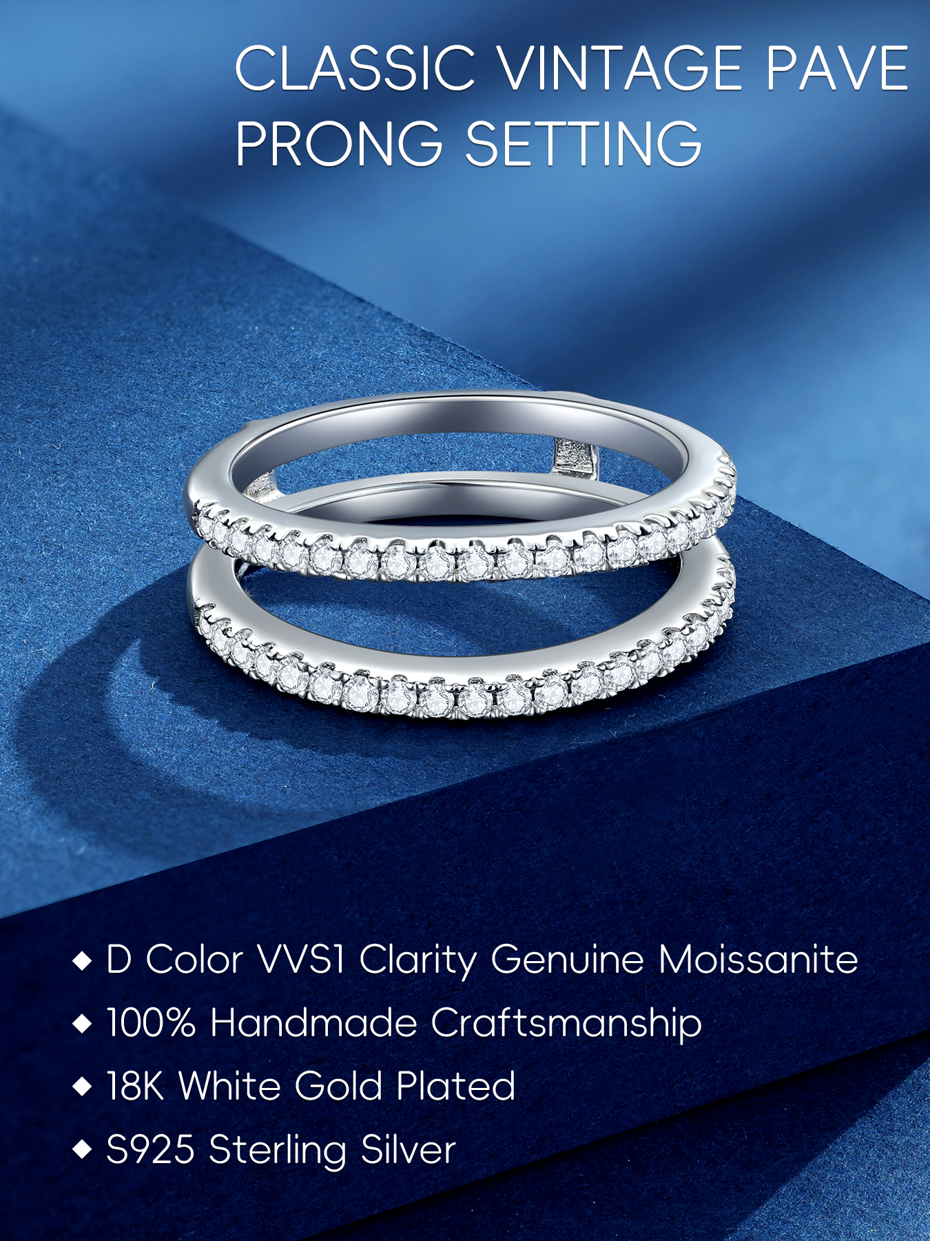 KSTYLE Moissanite Ring Enhancer Wedding Bands for Women Ring Guard for Engagement Rings,7.6mm