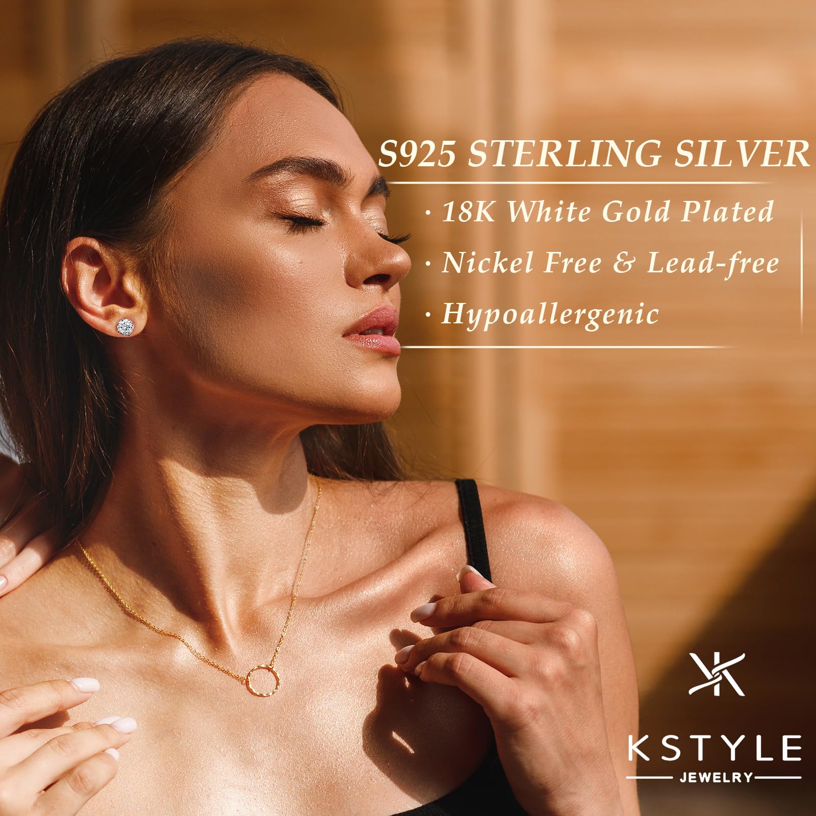 Moissanite Hidden Halo Stud Earrings 1.7CT 18K White Gold Plated 925 Sterling Silver Earring