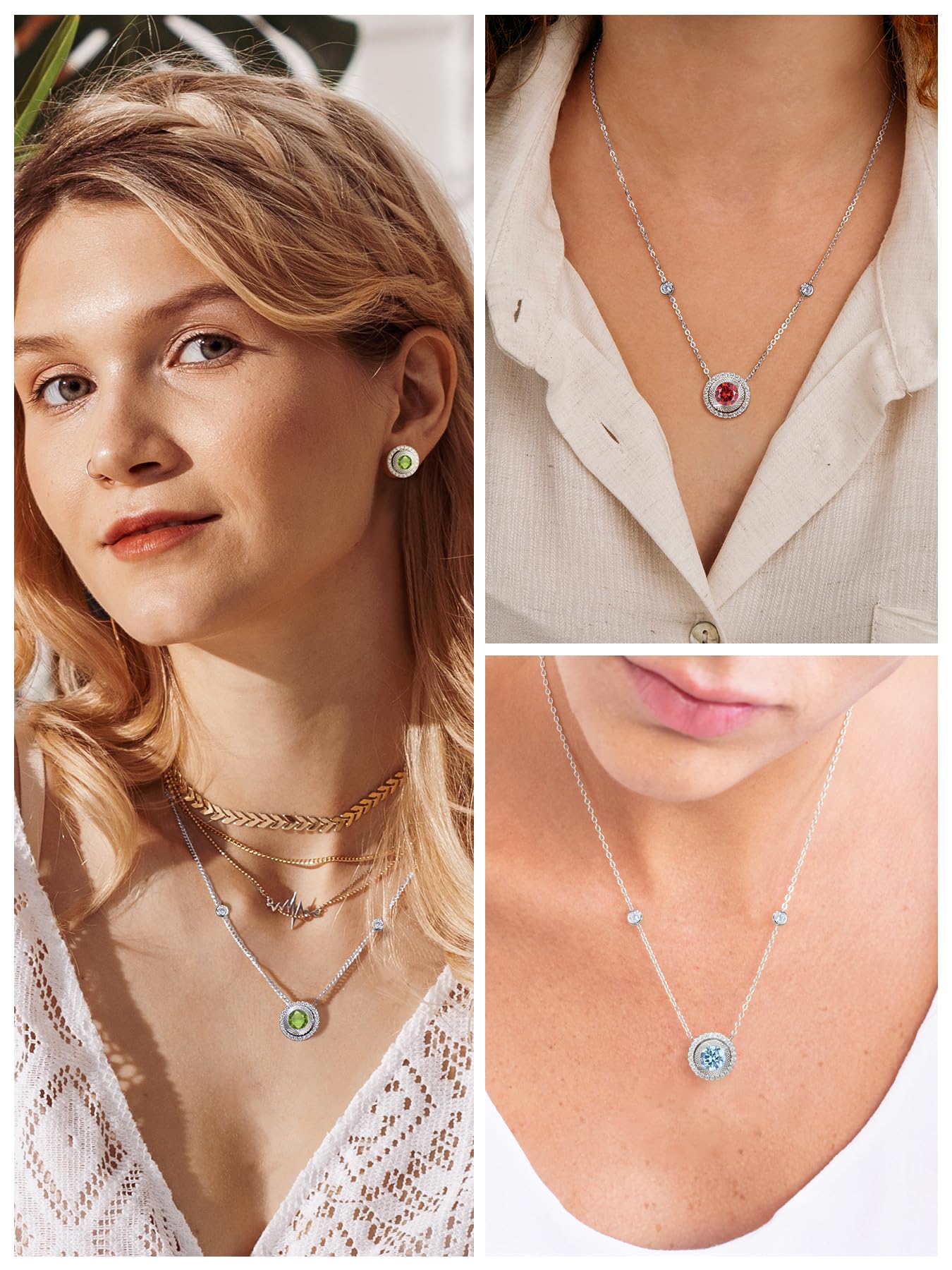 KSTYLE Moissanite Pendant Necklace for Women DIY Birthstone Necklace with 12 Birthstones Set