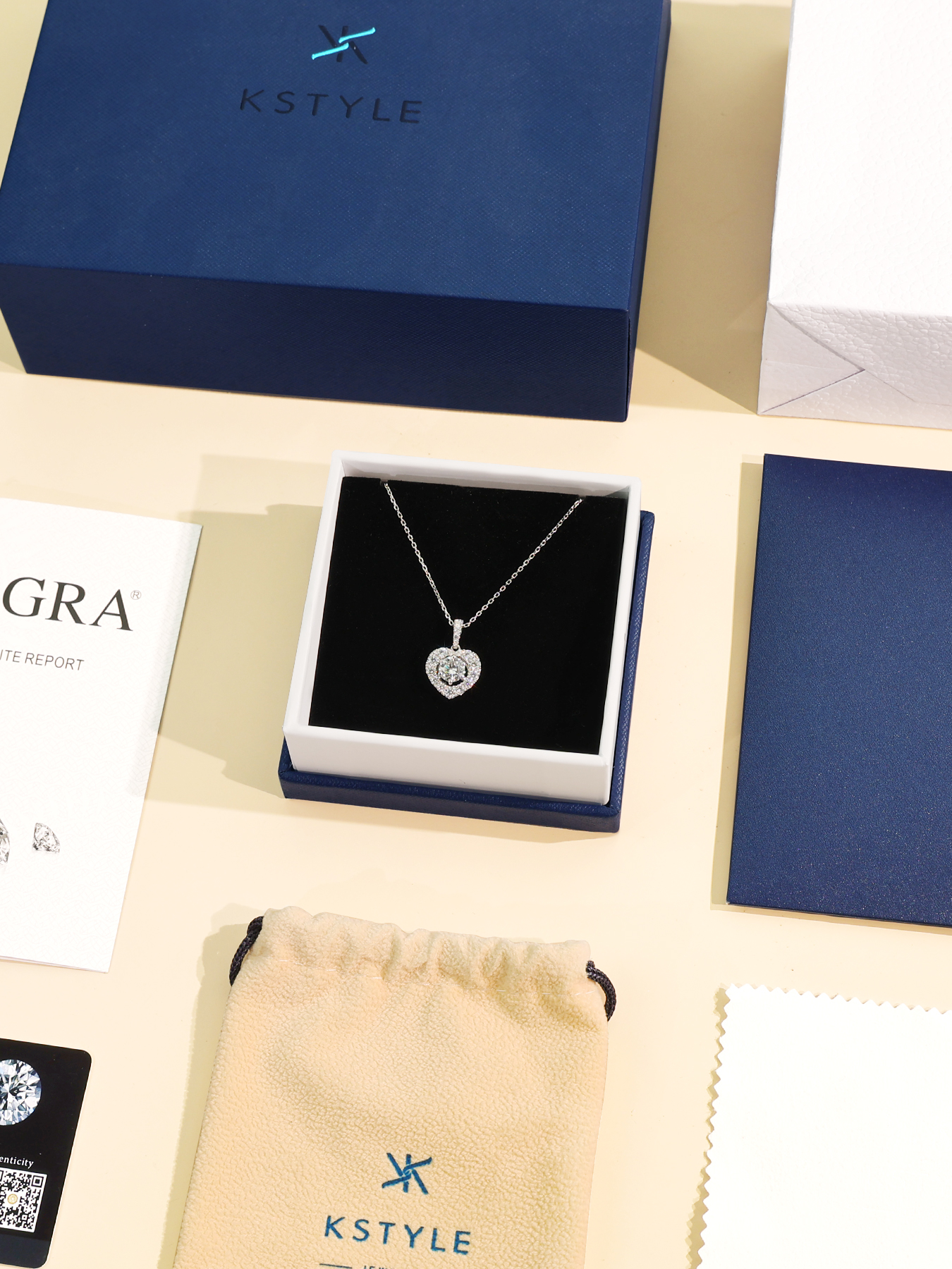 KSTYLE Moissanite Necklace for Women- D Color VVS1 Clarity 925 Sterling Silver Necklace,Heart Necklace