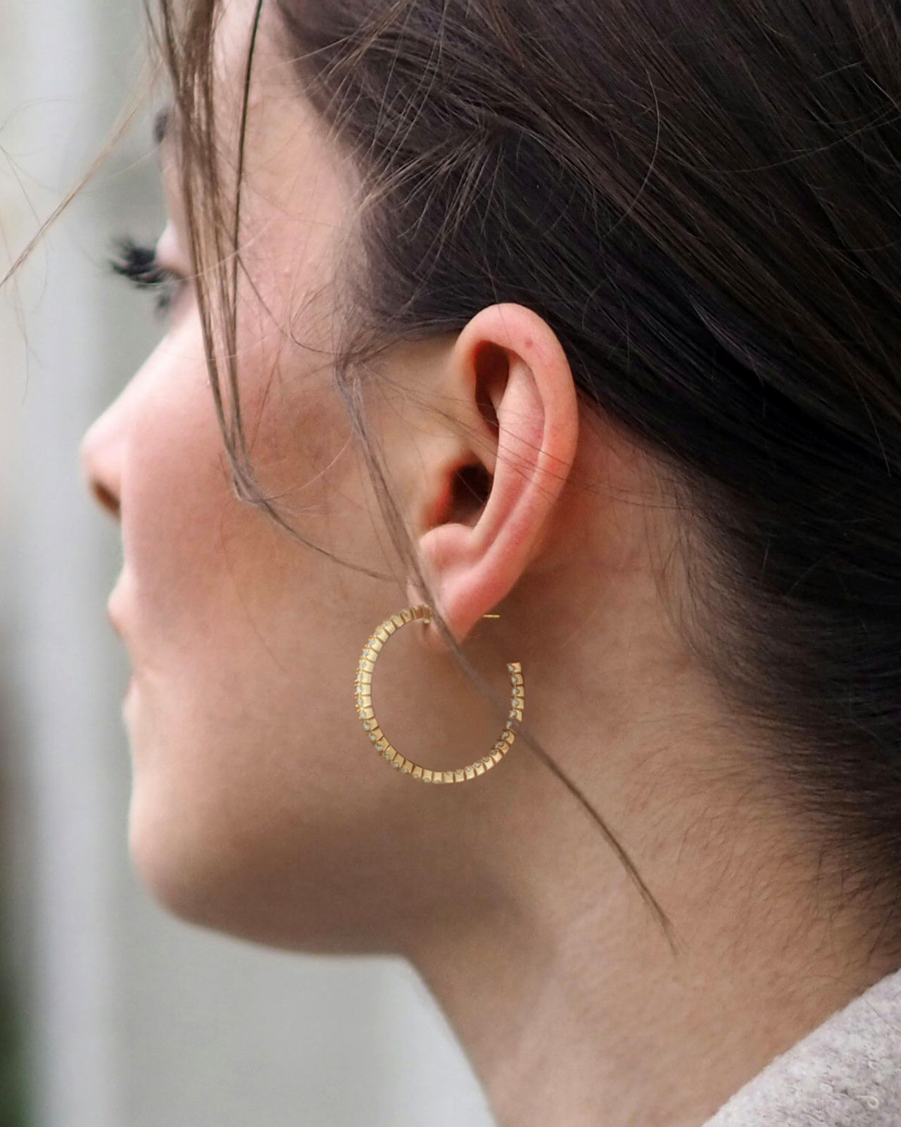 KSTYLE Moissanite Earrings Open Hoop Earrings | D Color-VVS1| 14K Yellow/White Gold Plated 