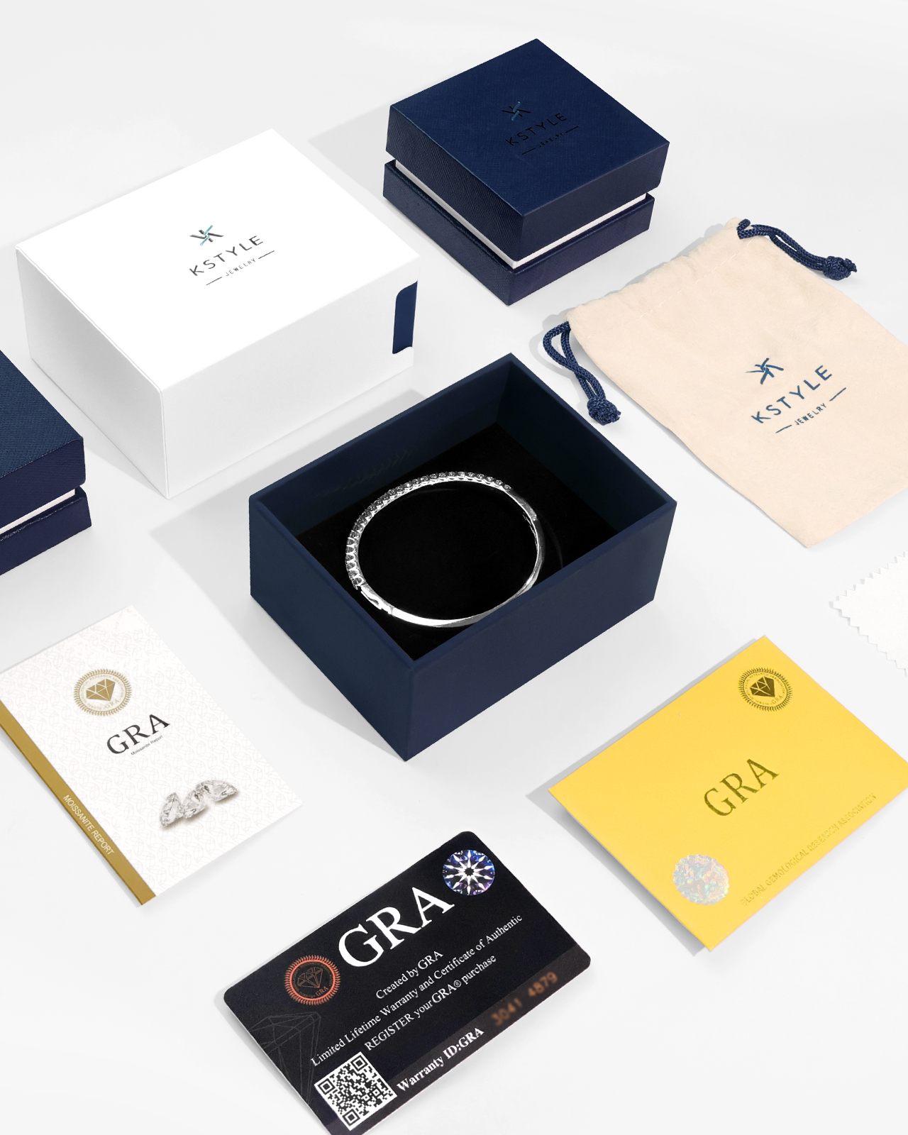 KSTYLE Moissanite Bangle for Women, 18K White Gold Plated S925 Sterling Silver Bracelets| Moissanite Bangle Bracelets