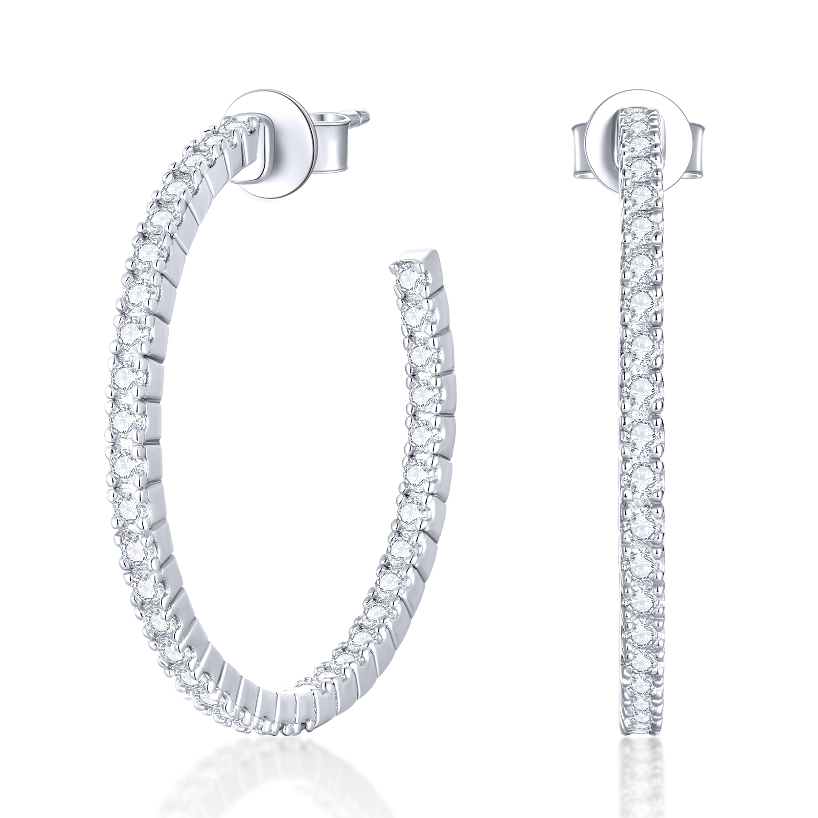 KSTYLE Moissanite Earrings Open Hoop Earrings | D Color-VVS1| 14K Yellow/White Gold Plated 