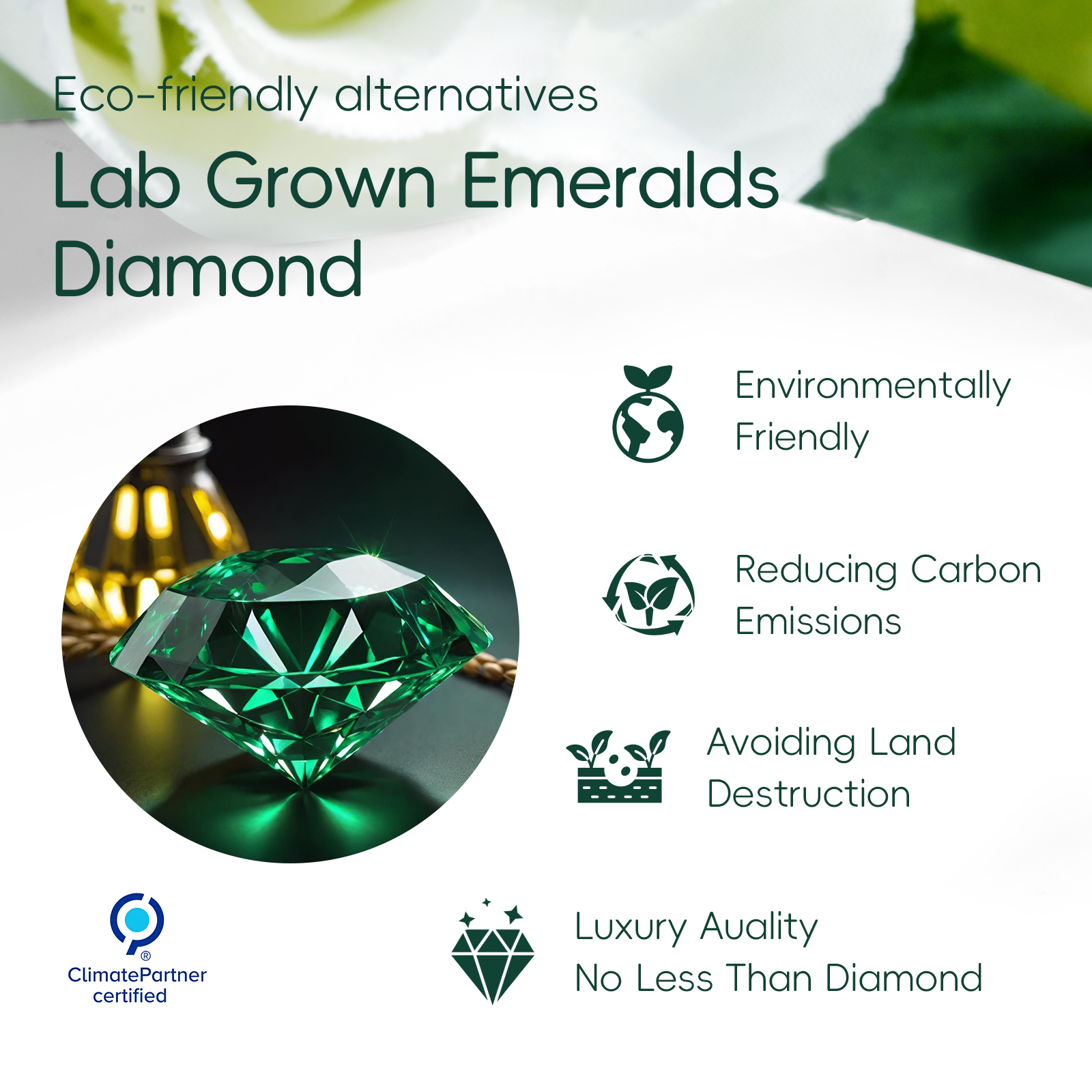 Dainty Stackable Rings for Women Non Tarnish - Moissanite or Lab Grown Emerald Wedding Ring