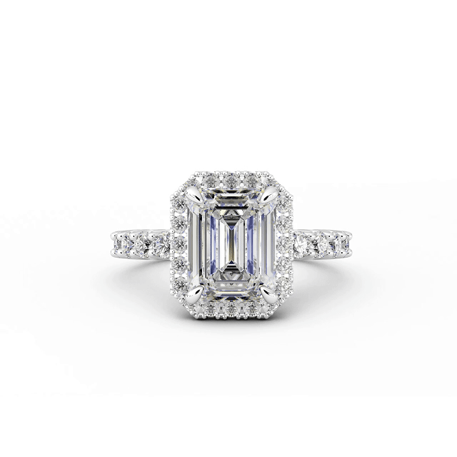 KSTYLE 2CT Moissanite Halo Engagement Rings for Women Emerald Cut D Color VVS1 Clarity