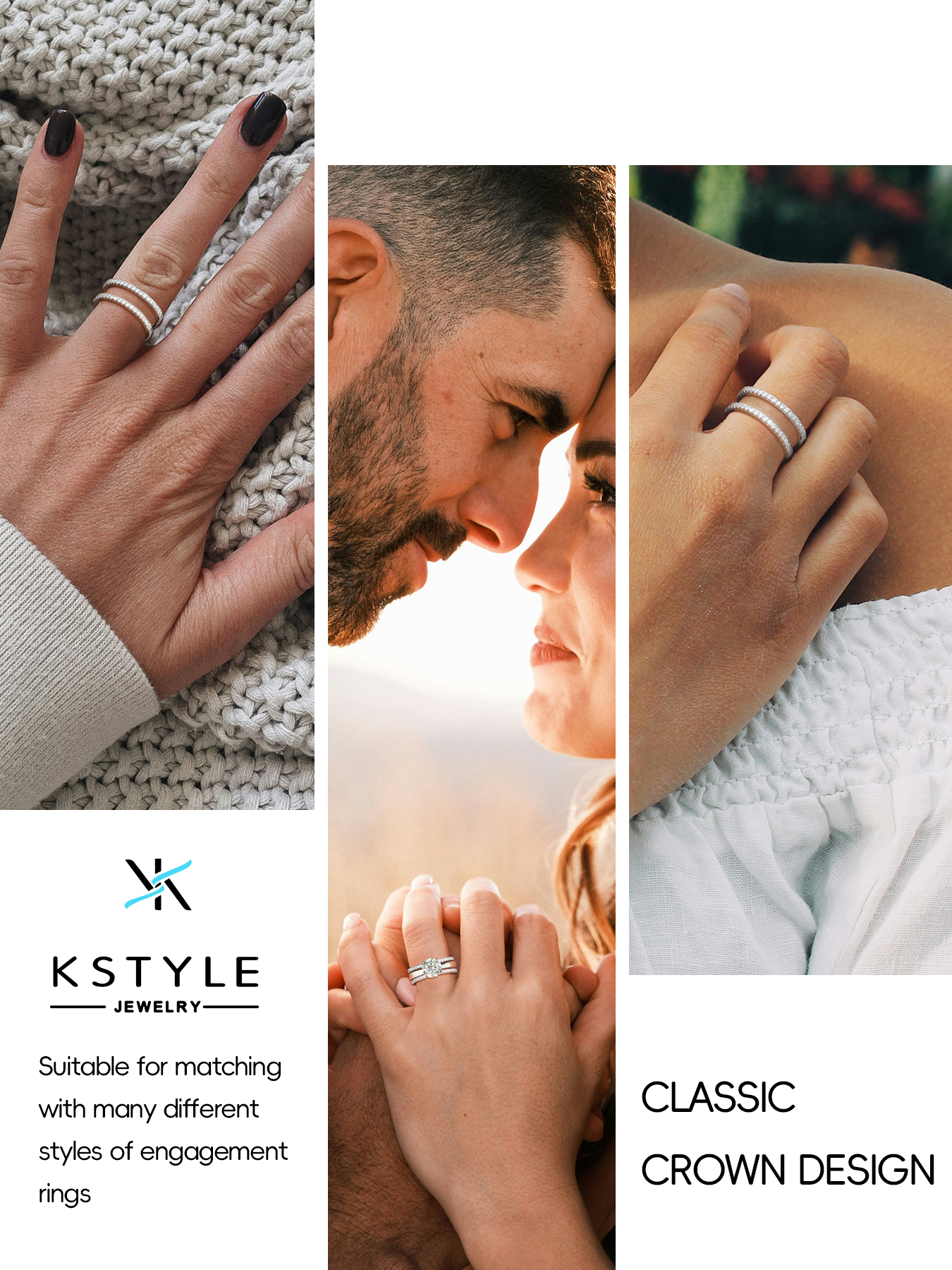 KSTYLE Moissanite Ring Enhancer Wedding Bands for Women Ring Guard for Engagement Rings,6.7mm