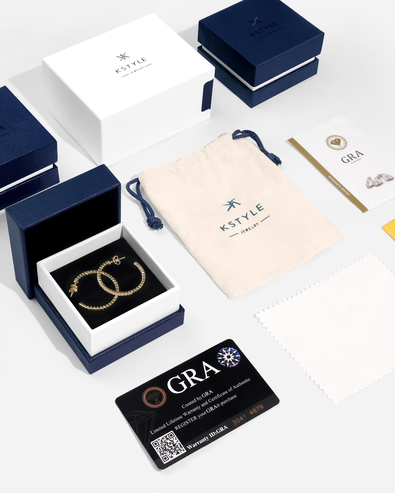 KSTYLE Moissanite Earrings Open Hoop Earrings | D Color-VVS1| 14K Yellow/White Gold Plated 