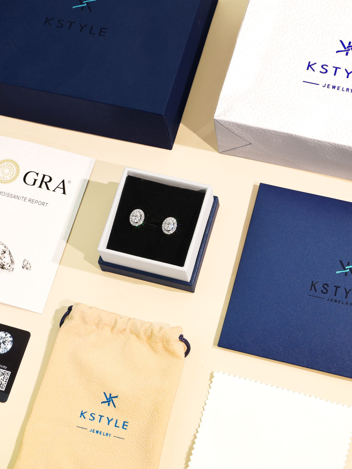 2 IN 1 Moissanite Stud Earrings Hypoallergenic Stud Earring D Color VVS1,Kstyle