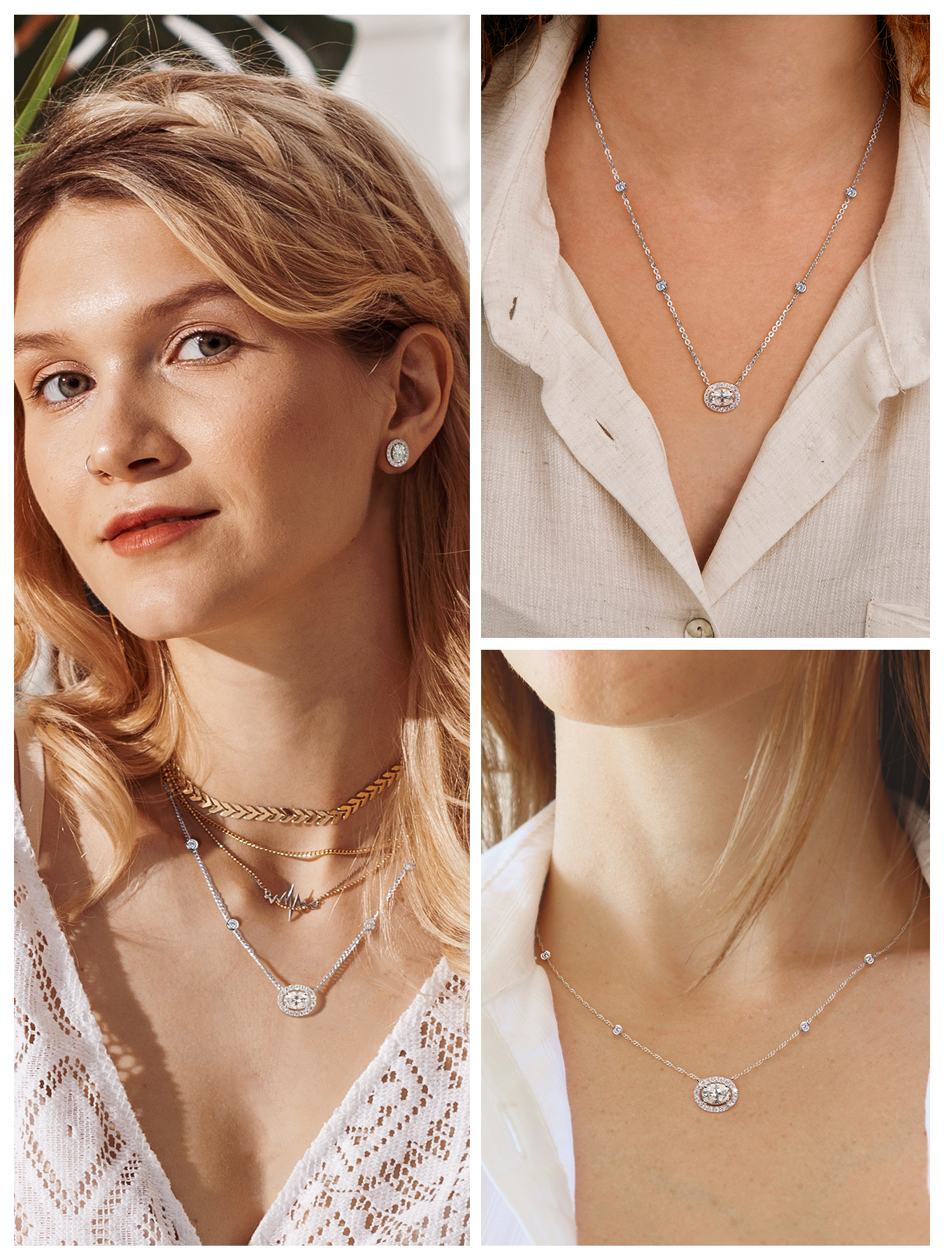 KSTYLE Moissanite Necklace for Women|D Color VVS1 Clarity 925 Sterling Silver Necklace,Oval Cut Necklace