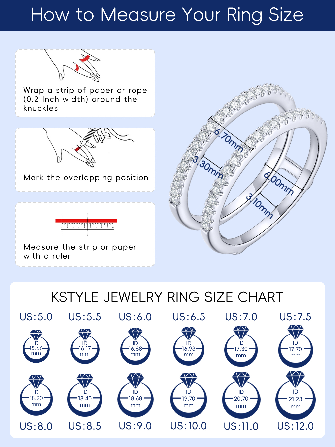 KSTYLE Moissanite Ring Enhancer Wedding Bands for Women Ring Guard for Engagement Rings,6.7mm