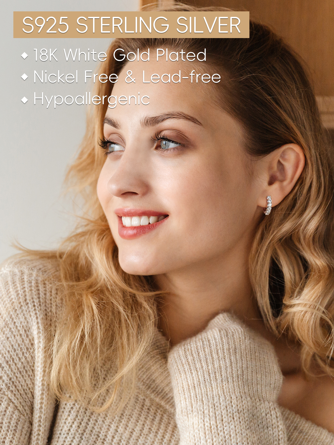 KSTYLE Moissanite Hoop Earrings for Women 1.2CT D Color-VVS1|S925 Sterling Silver Earrings 